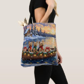 Yorkipoo Kerstboot Vakantie Tote Bag (Dichtbij)
