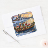 Yorkipoo Kerstboot Vakantie Vierkante Sticker (Envelop)