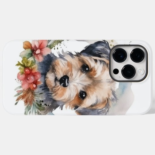 Yorkipoo Kerstkrans feestelijke pup Case-Mate iPhone Case (Achterkant (horizontaal))