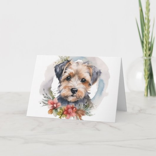Yorkipoo Kerstkrans feestelijke pup Kaart (Voorkant)