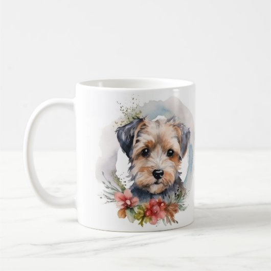 Yorkipoo Kerstkrans feestelijke pup Koffiemok (Links)