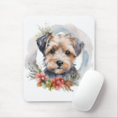 Yorkipoo Kerstkrans feestelijke pup Muismat (Met muis)