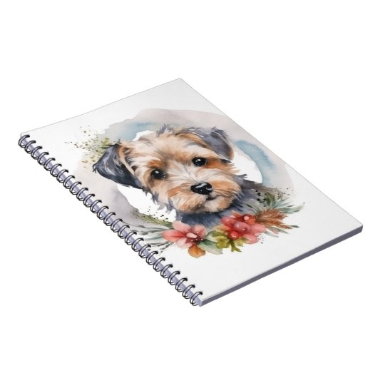 Yorkipoo Kerstkrans feestelijke pup Notitieboek (Rechterzijde)