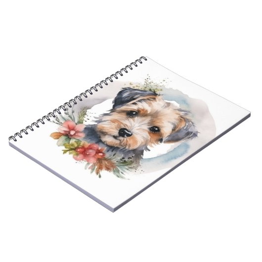 Yorkipoo Kerstkrans feestelijke pup Notitieboek (Linkerzijde)