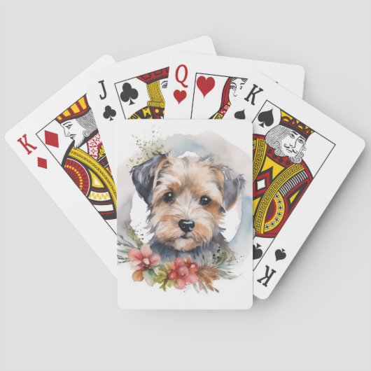 Yorkipoo Kerstkrans feestelijke pup Pokerkaarten (Achterkant)