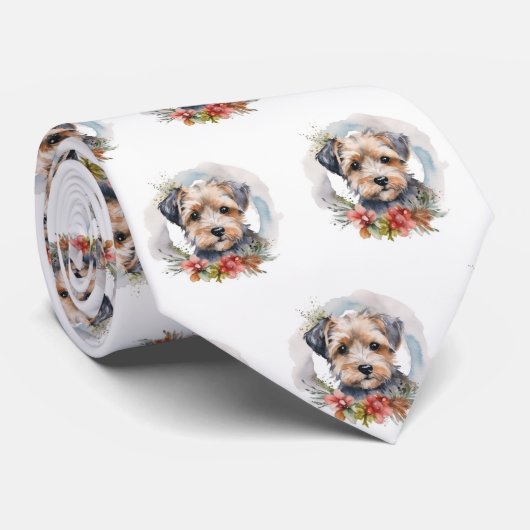 Yorkipoo Kerstkrans feestelijke pup Stropdas (Opgerold)