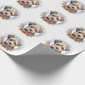 Yorkipoo Kerstkrans Festieve Pup Cadeaupapier (Hoek)