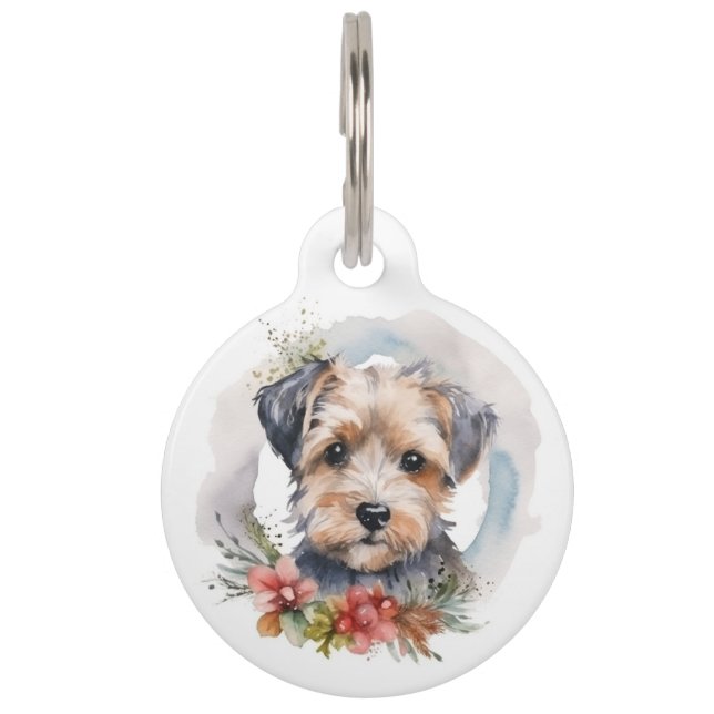 Yorkipoo Kerstkrans Festieve Pup Huisdierpenning (Achterkant)