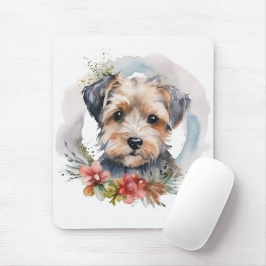 Yorkipoo Kerstkrans Festieve Pup Muismat (Met muis)
