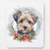 Yorkipoo Kerstkrans Festieve Pup Muismat (Voorkant)