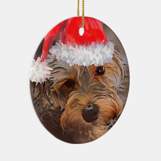 Yorkipoo kerstversiering keramisch ornament (Rechts)