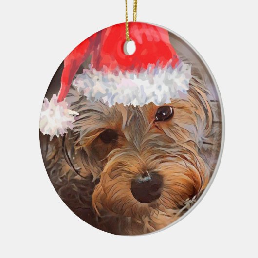 Yorkipoo kerstversiering keramisch ornament (Links)