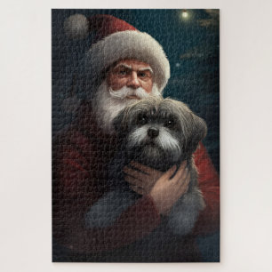 Yorkipoo met Kerstman Feestelijke Kerstmis Legpuzzel