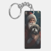 Yorkipoo met Kerstman Feestelijke Kerstmis Sleutelhanger (Voorkant Links)