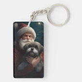 Yorkipoo met Kerstman Feestelijke Kerstmis Sleutelhanger (achterkant)