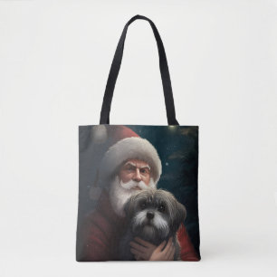 Yorkipoo met Kerstman Feestelijke Kerstmis Tote Bag