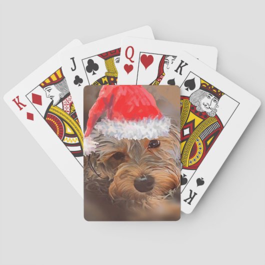 Yorkipoo met kerstmis speelkaarten (Achterkant)