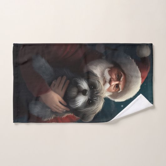 Yorkipoo met sinterklaas feestelijke kerst bad handdoek (Handdoek)