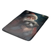 Yorkipoo met sinterklaas feestelijke kerst badmat (Gekanteld)