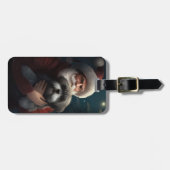 Yorkipoo met sinterklaas feestelijke kerst bagagelabel (Voorkant horizontaal)