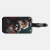 Yorkipoo met sinterklaas feestelijke kerst bagagelabel (Achterkant horizontaal)