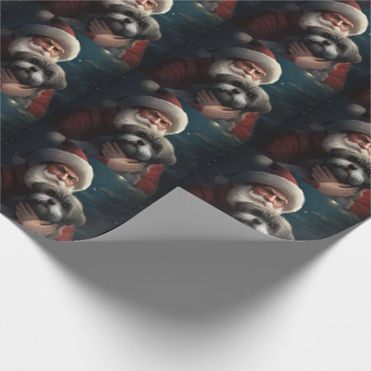 Yorkipoo met sinterklaas feestelijke kerst cadeaupapier (Hoek)