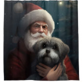 Yorkipoo met sinterklaas feestelijke kerst douchegordijn (Voorkant)