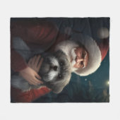 Yorkipoo met sinterklaas feestelijke kerst fleece deken (Voorkant (Horizontaal))