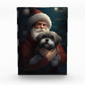 Yorkipoo met sinterklaas feestelijke kerst fotoblokken (Voorkant)