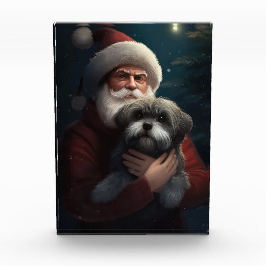 Yorkipoo met sinterklaas feestelijke kerst fotoblokken (Voorkant)