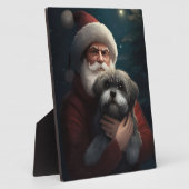 Yorkipoo met sinterklaas feestelijke kerst fotoplaat (Zijkant)
