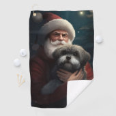 Yorkipoo met sinterklaas feestelijke kerst golfhanddoek (Insitu)