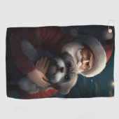 Yorkipoo met sinterklaas feestelijke kerst golfhanddoek (Horizontaal)
