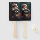 Yorkipoo met sinterklaas feestelijke kerst handwaaier (Voorkant en achterkant)