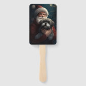 Yorkipoo met sinterklaas feestelijke kerst handwaaier (Achterkant)