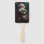 Yorkipoo met sinterklaas feestelijke kerst handwaaier (Voorkant)