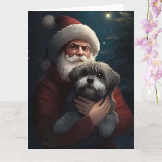Yorkipoo met sinterklaas feestelijke kerst kaart (Orchidee)