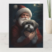Yorkipoo met sinterklaas feestelijke kerst kaart (Voorkant)