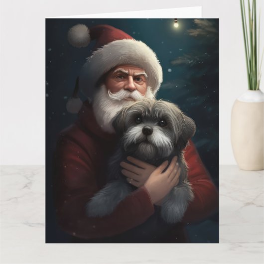 Yorkipoo met sinterklaas feestelijke kerst kaart (Voorkant)