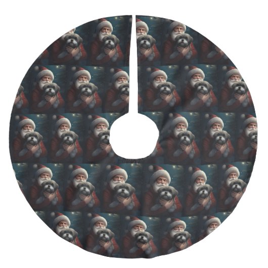 Yorkipoo met sinterklaas feestelijke kerst kerstboom rok (Voorkant)