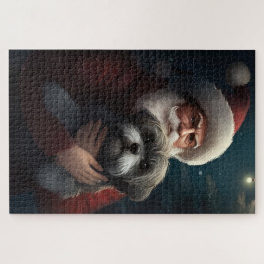 Yorkipoo met sinterklaas feestelijke kerst legpuzzel (Horizontaal)