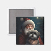 Yorkipoo met sinterklaas feestelijke kerst magneet (Voorkant / Achterkant)