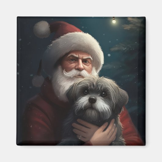 Yorkipoo met sinterklaas feestelijke kerst magneet (Voorkant)