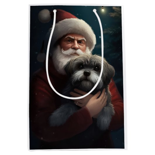 Yorkipoo met sinterklaas feestelijke kerst medium cadeauzakje (Voorkant)