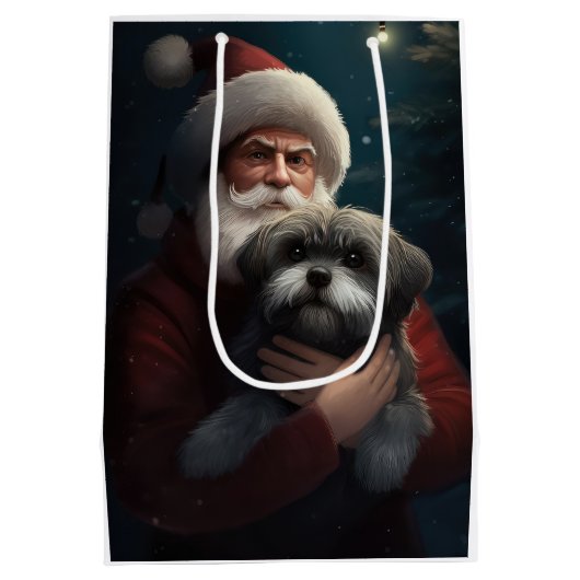 Yorkipoo met sinterklaas feestelijke kerst medium cadeauzakje (Achterkant)