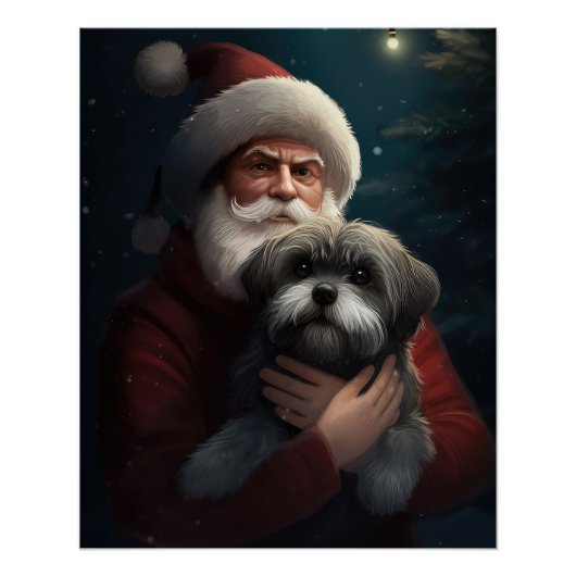 Yorkipoo met sinterklaas feestelijke kerst perfect poster (Voorkant)
