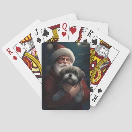 Yorkipoo met sinterklaas feestelijke kerst pokerkaarten (Achterkant)