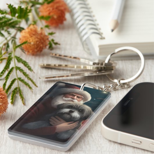 Yorkipoo met sinterklaas feestelijke kerst sleutelhanger (Voorkant Rechts)