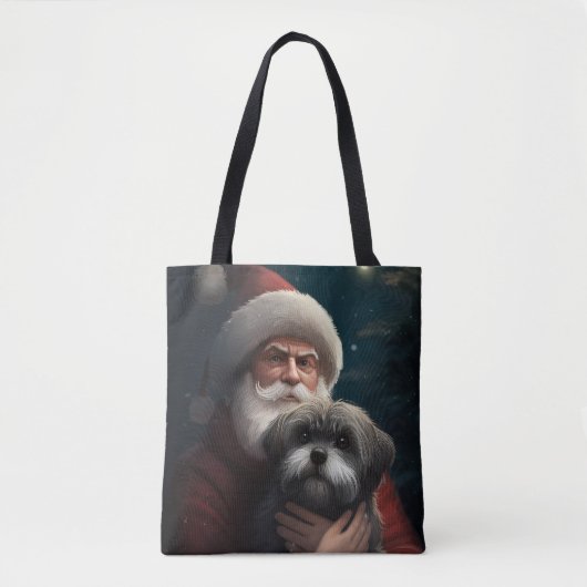 Yorkipoo met sinterklaas feestelijke kerst tote bag (Voorkant)