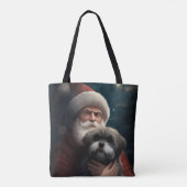 Yorkipoo met sinterklaas feestelijke kerst tote bag (Achterkant)